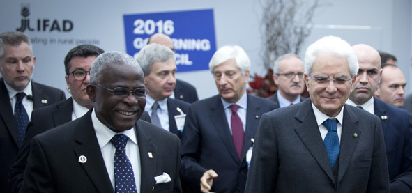 Photo (front): IFAD President Kanayo F. Nwanze with Italy’s President Sergio Mattarella