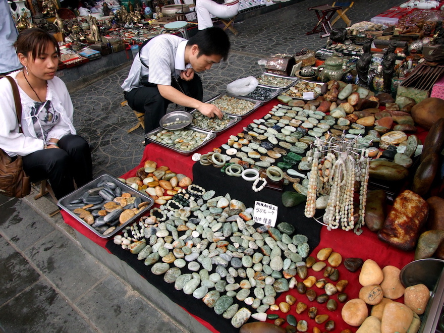 A market selling jade products in Beijing | Credit: Kalinga Seneviratne