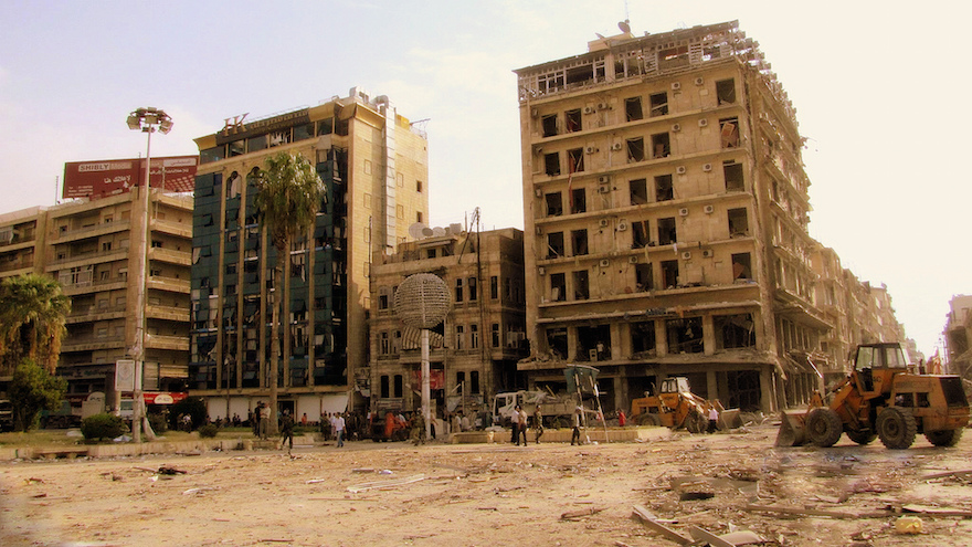 The scene of an October 2012 Aleppo bombings, for which al-Nusra Front claimed responsibility. Credit: Wikimedia Commons.