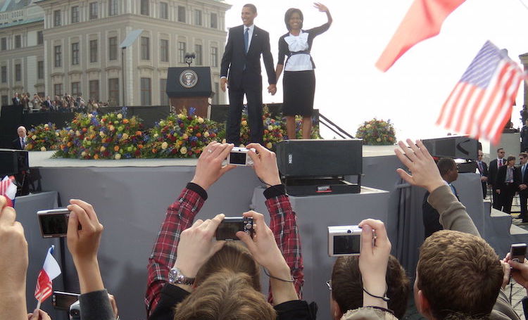 Photo: President Obama and his Wife, Michelle in 2009 in Prague. Credit: Adrigu – Wikimedia Commons
