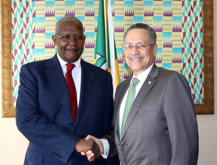 Photo: President of the 69th Session of the UN General Assembly & Foreign Minister of Uganda, Samuel Kutesa, with ACP Secretary-General Dr Patrick Gomes, in Brussels. Credit: ACP.