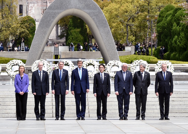 Photo: The first visit to the Hiroshima Peace Memorial Park by all the G7 Foreign Ministers. Credit: Ministry of Foreign Affairs, Japan.