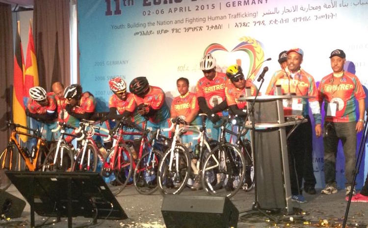 Photo: Participants in the ‘Cycling Tour for Truth, Peace, Justice and Eritrea’ at the 11th Annual Euro-YPFDJ Conference In Germany in April 2015 | Credit: eritrean-smart.org